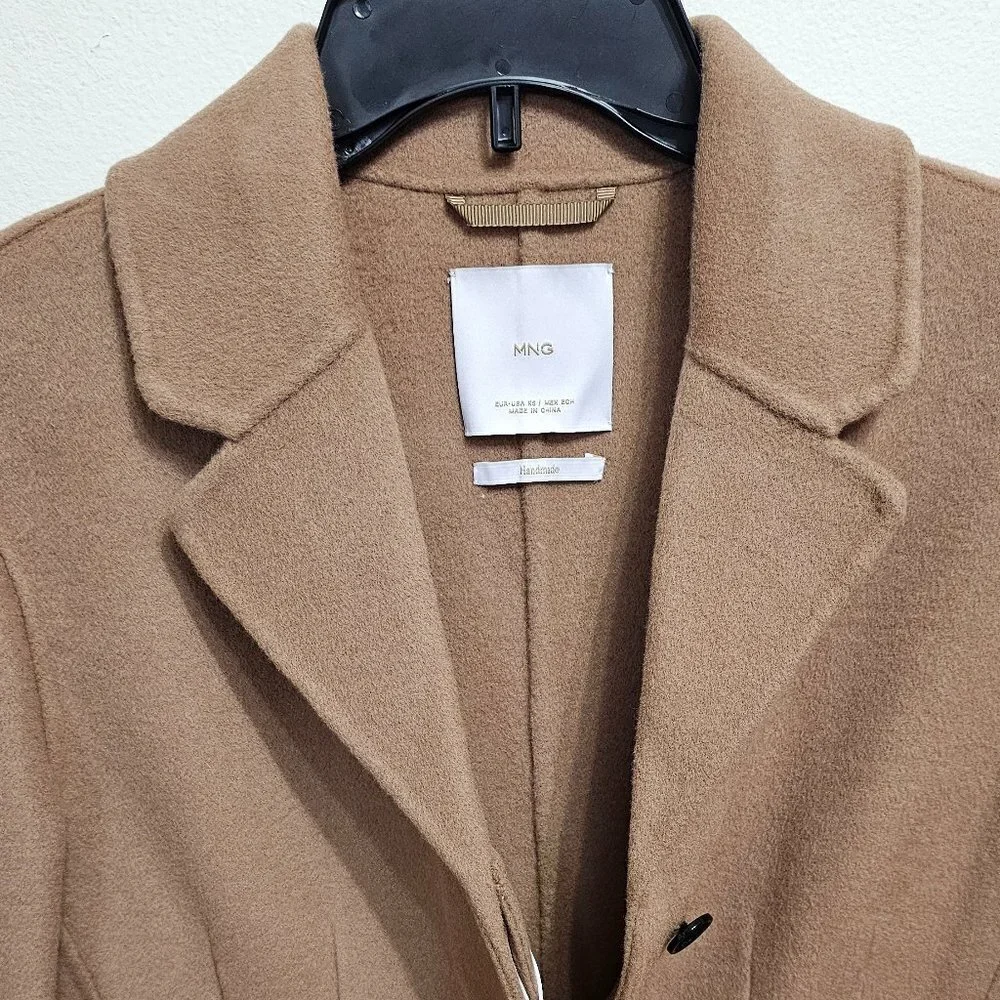 Mango Wool coat with handmade belt Medium Brown Women's Size XS 57006721 - Picture 9 of 12